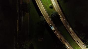 Aerial top view of car traffic at highway video
