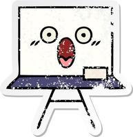 distressed sticker of a cute cartoon white board vector