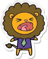 sticker of a cartoon lion in business clothes vector