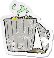 retro distressed sticker of a cartoon garbage can vector