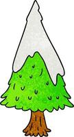 textured cartoon doodle single snow covered tree vector