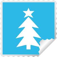 square peeling sticker cartoon christmas tree vector