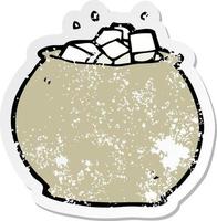 retro distressed sticker of a cartoon bowl of sugar vector