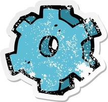 retro distressed sticker of a cartoon cog symbol vector