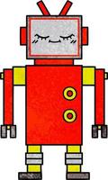 robot de dibujos animados de textura grunge retro vector