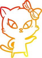 warm gradient line drawing cartoon cat vector