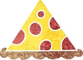 peculiar, retro, ilustración, estilo, caricatura, porción, de, pizza vector