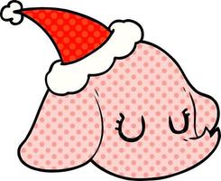 comic book style illustration of a elephant face wearing santa hat vector