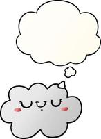 cute cartoon cloud and thought bubble in smooth gradient style vector