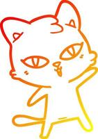warm gradient line drawing cartoon cat vector