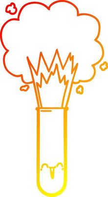 warm gradient line drawing cartoon exploding chemicals in test tube