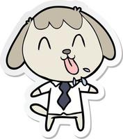 sticker of a cute cartoon dog vector