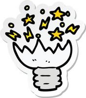 sticker of a cartoon exploding light bulb vector