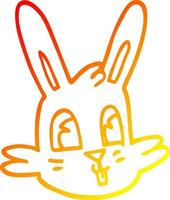 warm gradient line drawing cartoon bunny face vector