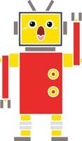 flat color retro cartoon robot vector