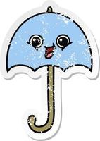 distressed sticker of a cute cartoon umbrella vector