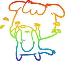 rainbow gradient line drawing sad dog crying vector