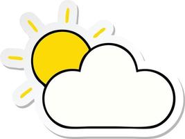 sticker of a cute cartoon sunshine and cloud vector