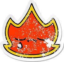 distressed sticker of a cute cartoon fire vector