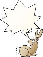 cartoon startled bunny rabbit and speech bubble in smooth gradient style vector