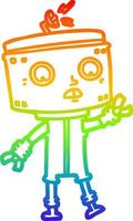 rainbow gradient line drawing cartoon robot vector