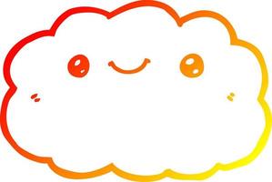 nube de dibujos animados de dibujo de línea de gradiente cálido vector