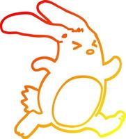 warm gradient line drawing cartoon rabbit vector