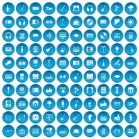 100 iconos de karaoke conjunto azul vector