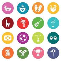 Travel Brazil icons set colorful circles vector