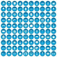 100 iconos de arquitectura conjunto azul vector