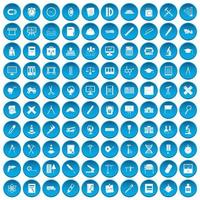 100 compass icons set blue vector