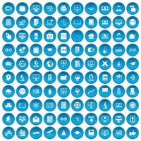 100 iconos de e-learning conjunto azul vector