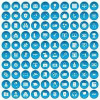 100 hacking icons set blue vector