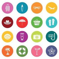 Summer rest icons many colors set vector