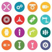 Techno mechanisms kit icons many colors set vector