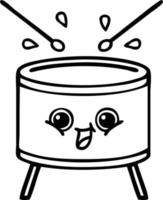 line drawing cartoon drum vector