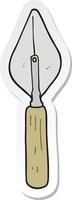 sticker of a cartoon trowel vector