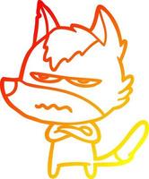 warm gradient line drawing cartoon annoyed wolf vector