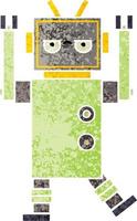 retro illustration style cartoon robot vector