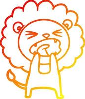 warm gradient line drawing cartoon angry lion vector