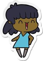 sticker of a cartoon woman vector