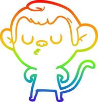 rainbow gradient line drawing cartoon monkey vector