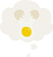 cartoon cracked egg and thought bubble in retro style vector