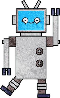retro grunge texture cartoon robot