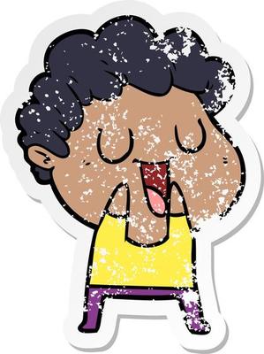 distressed sticker of a laughing cartoon man