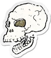 retro distressed sticker of a cartoon spooky skull vector