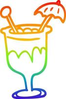 rainbow gradient line drawing cartoon cocktail vector