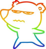 rainbow gradient line drawing angry bear cartoon vector