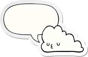 cute cartoon cloud and speech bubble sticker vector