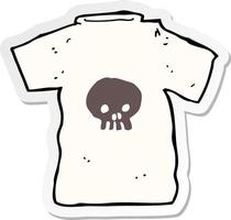 pegatina de una camiseta de calavera de dibujos animados vector